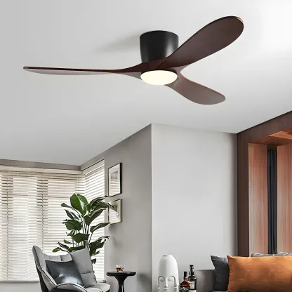 42.5" Wood Flush Mount Ceiling Fan 3-Gear Dimming for Living Room