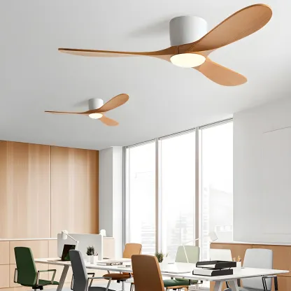 42.5" Wood Flush Mount Ceiling Fan 3-Gear Dimming for Living Room