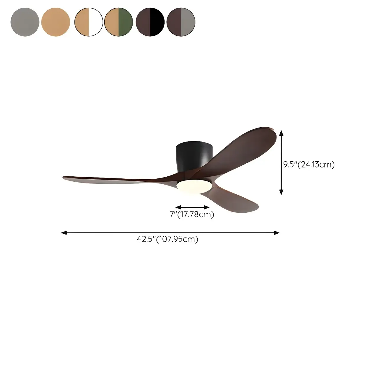 42.5" Wood Flush Mount Ceiling Fan 3-Gear Dimming for Living Room