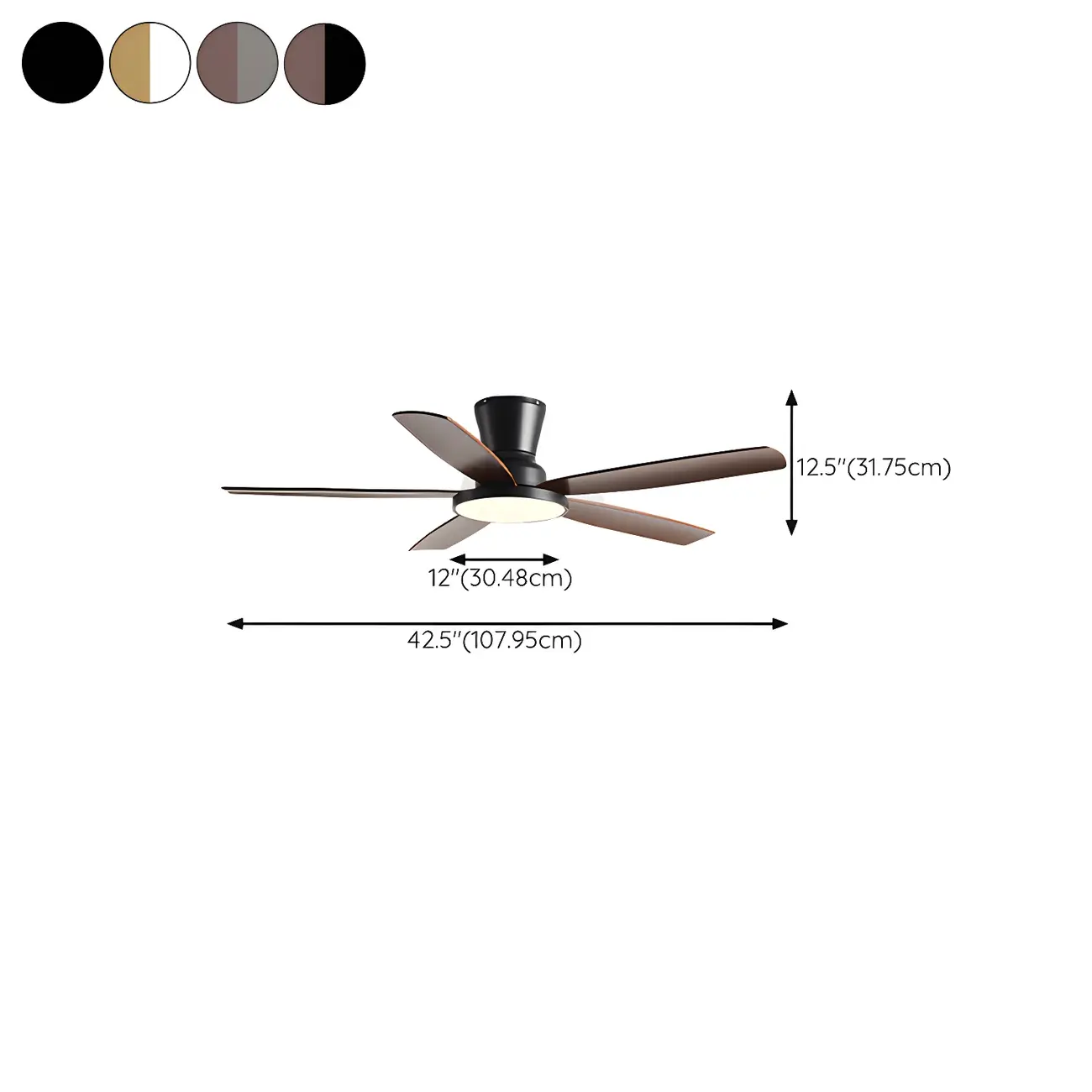 42.5" Modern Ceiling Fan with Light and Remote for Living Room #size