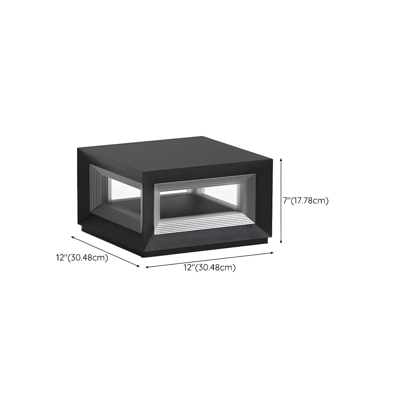 Black Metal Clear Glass Ambient Cubic Post Cap Light Image - 14 | homeyfad