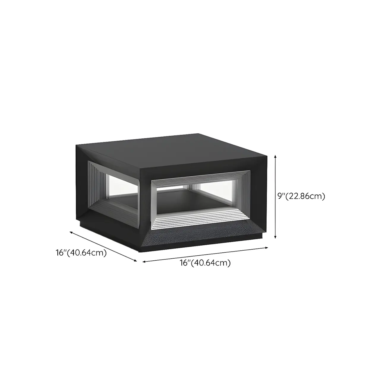 Black Metal Clear Glass Ambient Cubic Post Cap Light Image - 15 | homeyfad