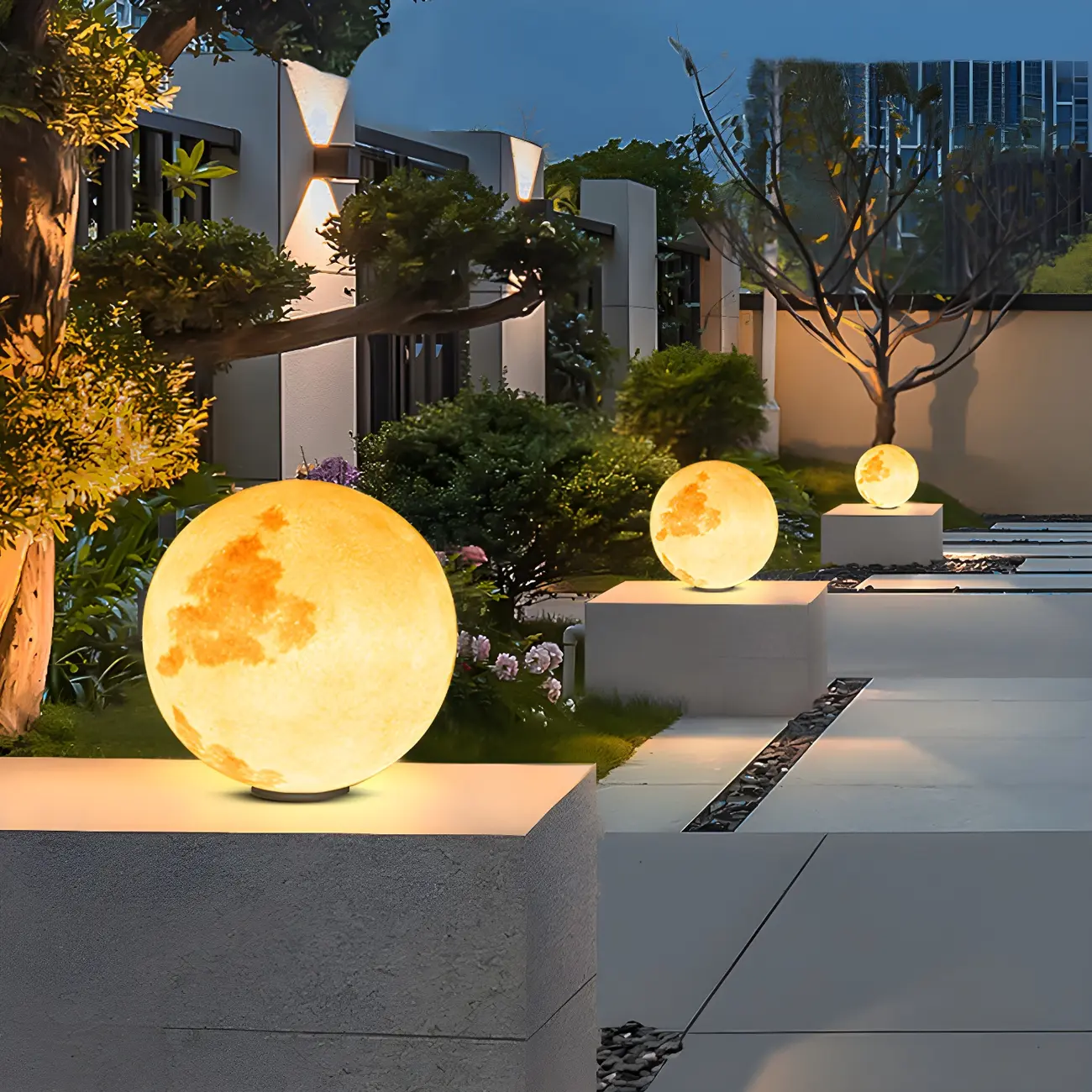 LED Moon Globe Post Cap Lights for Outdoor Pillars | homeyfad