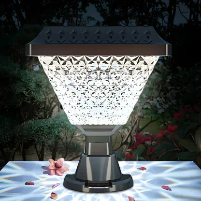 Hexagon Outdoor Plastic Black Solar LED Post Light Image - 4