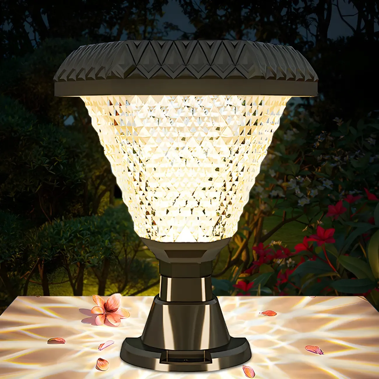 Hexagon Outdoor Plastic Black Solar LED Post Light Image - 5