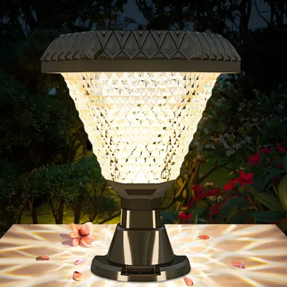 Hexagon Outdoor Plastic Black Solar LED Post Light Image - 5