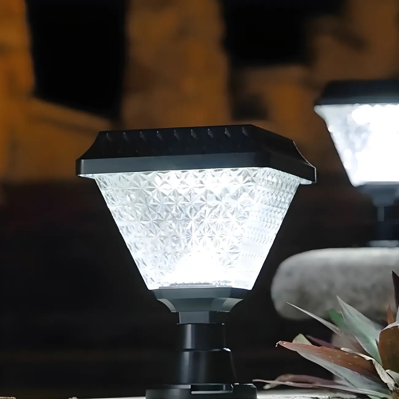 Hexagon Outdoor Plastic Black Solar LED Post Light Image - 13 | homeyfad