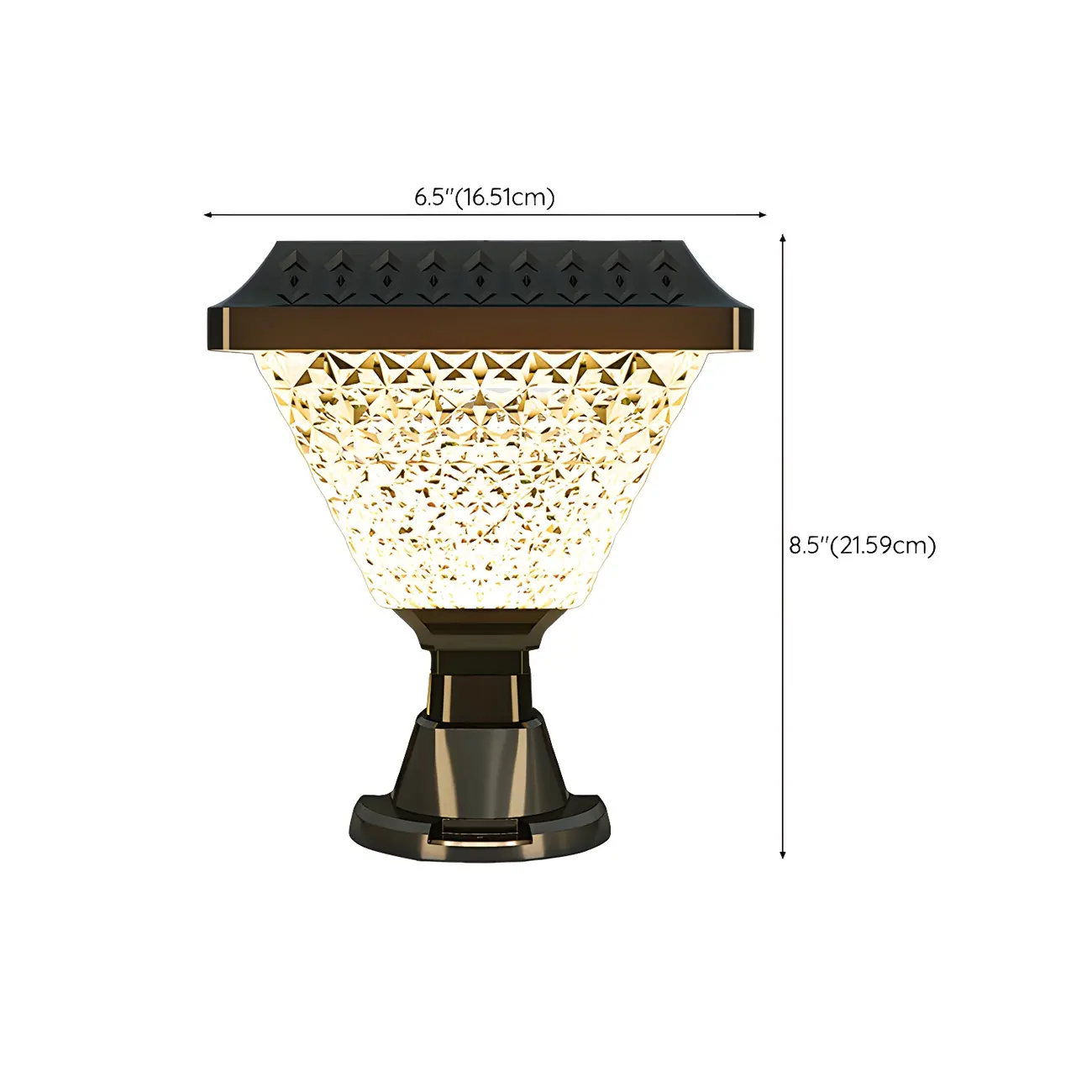 Hexagon Outdoor Plastic Black Solar LED Post Light #size | homeyfad