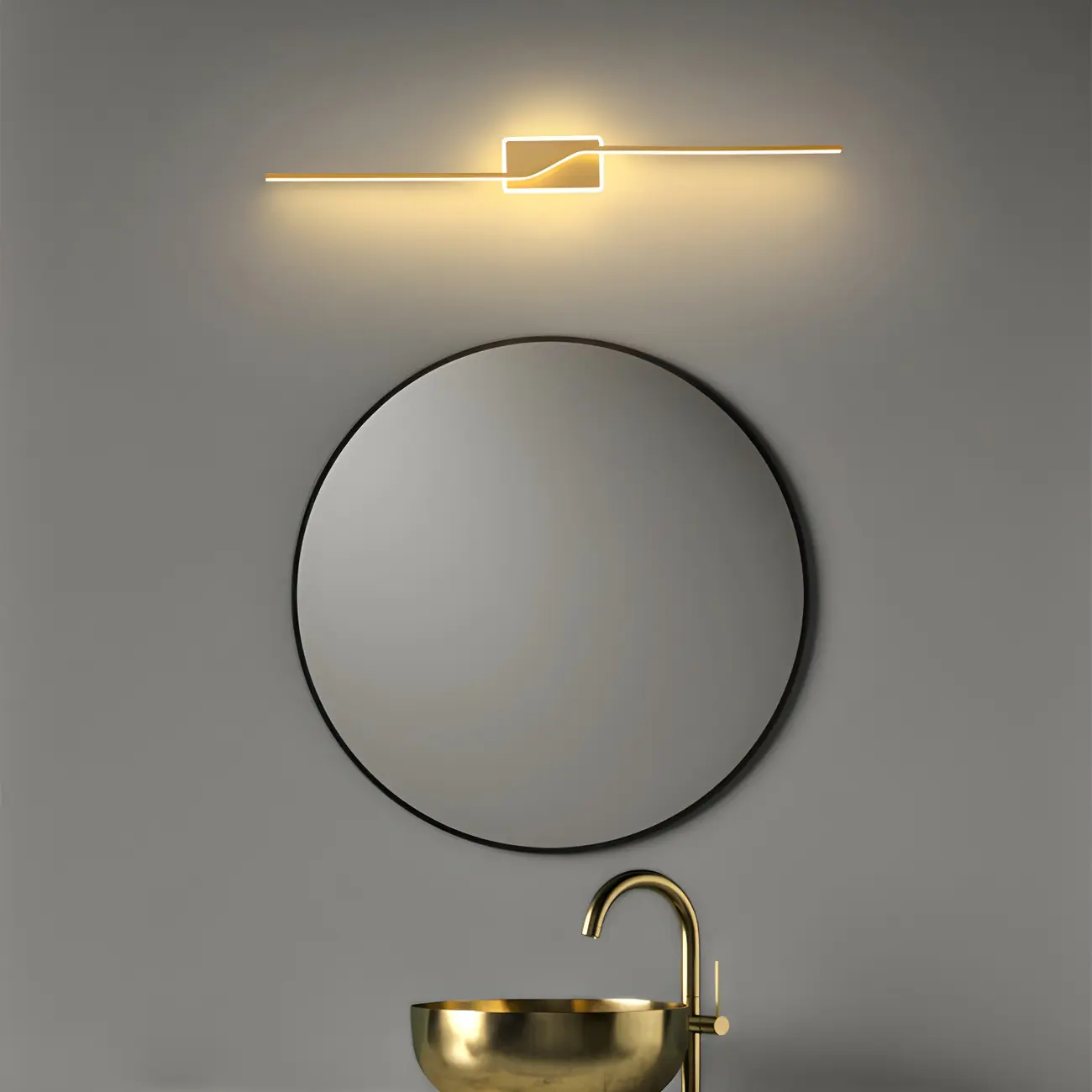 2-Light Bathroom Silica Gel Linear Gold Vanity Light Image - 2 | homeyfad