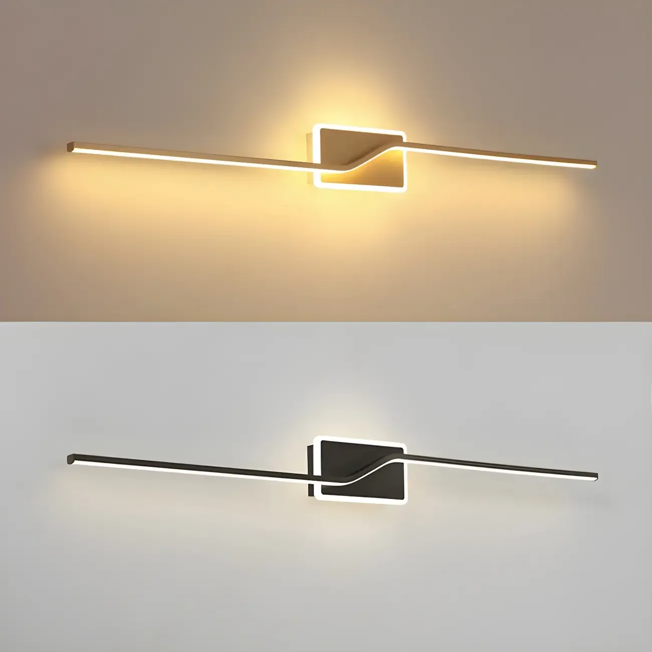 2-Light Bathroom Silica Gel Linear Gold Vanity Light Image - 6