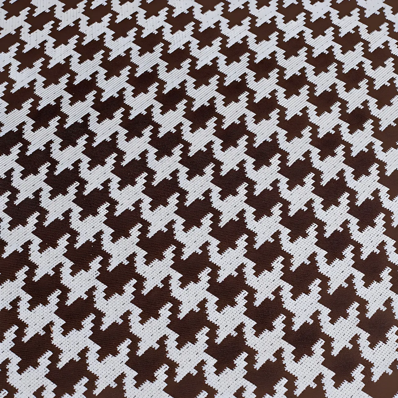 Glam Brown Linen Blend Houndstooth Chaise Lounge Image - 10 | homeyfad