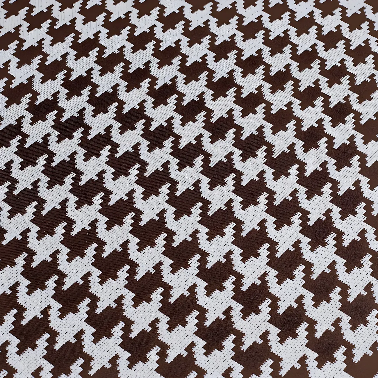 Glam Brown Linen Blend Houndstooth Chaise Lounge Image - 10