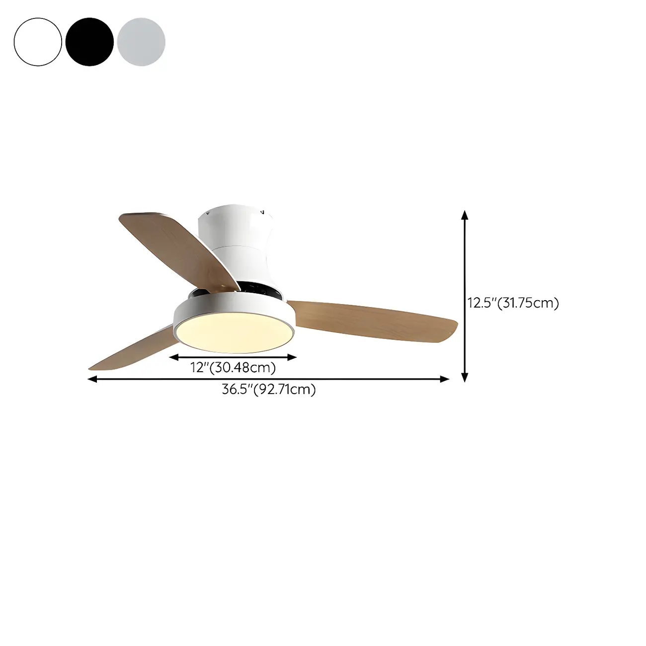 Modern Black LED Ceiling Fan with Remote for Living Room #size