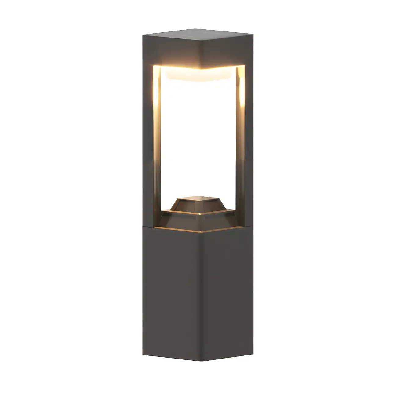 Modern Solar Black Metal Post Cap Light with Switch Image - 5