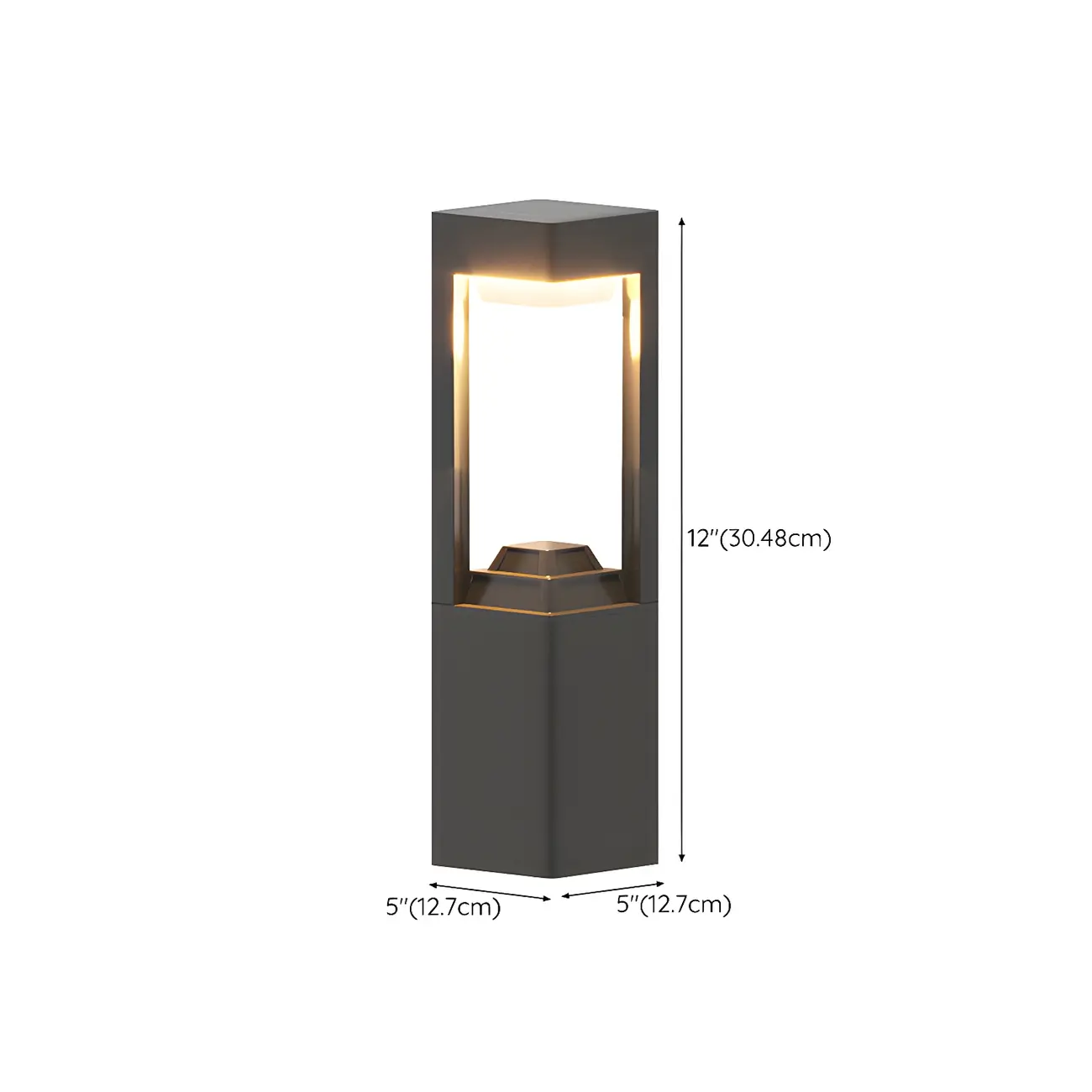 Modern Solar Black Metal Post Cap Light with Switch #size | homeyfad