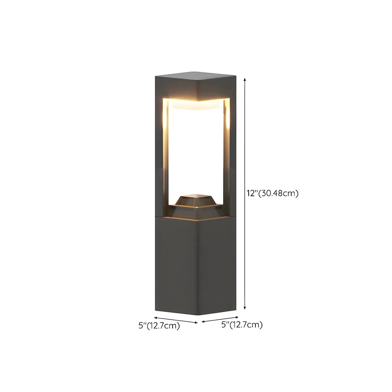 Modern Solar Black Metal Post Cap Light with Switch #size
