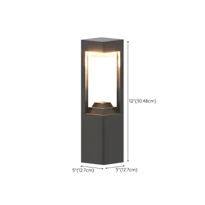 Modern Solar Black Metal Post Cap Light with Switch #size