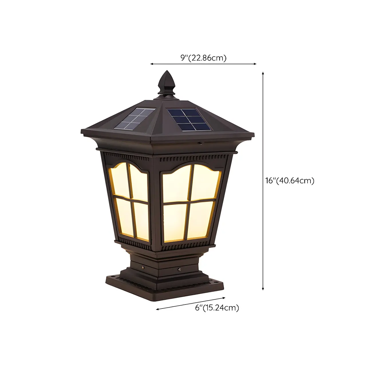 Decorative Outdoor Solar Post Light in 3 Color Light #size | homeyfad