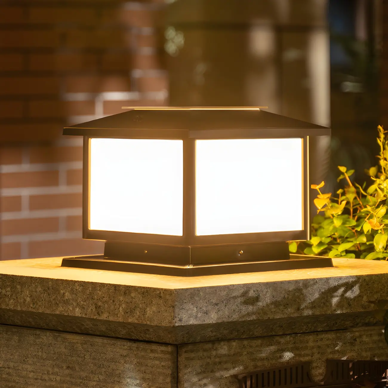 Modern Cube Solar Outdoor Post Light in Black/Bronze Image - 1 | homeyfad