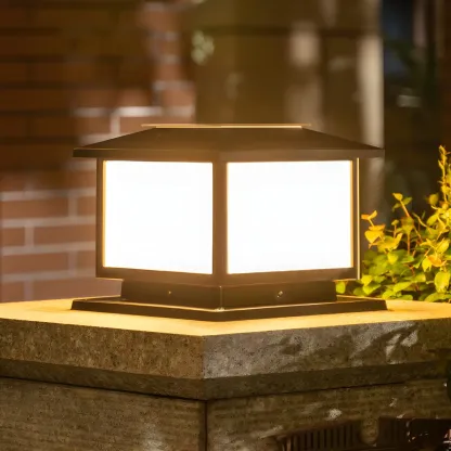 Modern Cube Solar Outdoor Post Light in Black/Bronze Image - 1