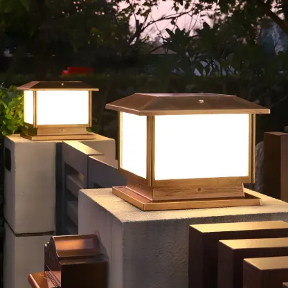 Modern Cube Solar Outdoor Post Light in Black/Bronze Image - 9