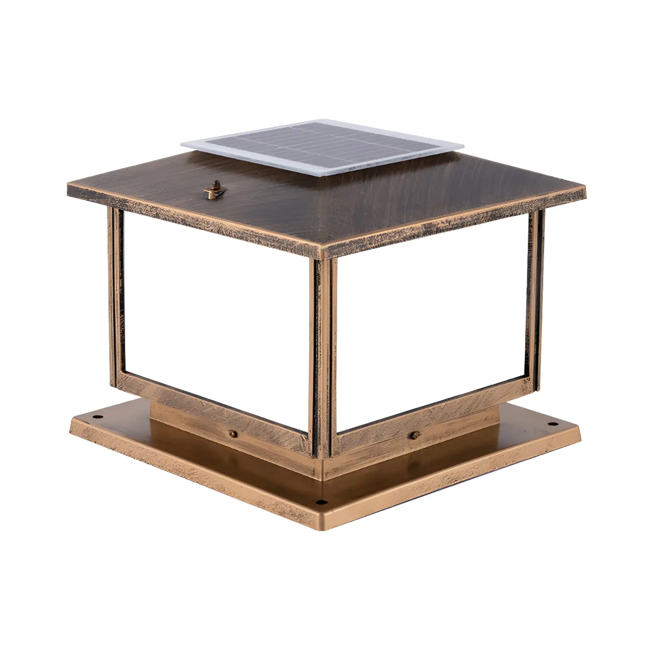 Modern Cube Solar Outdoor Post Light in Black/Bronze Image - 10 | homeyfad