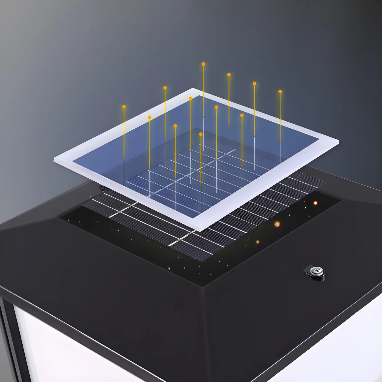 Modern Cube Solar Outdoor Post Light in Black/Bronze Image - 5 | homeyfad