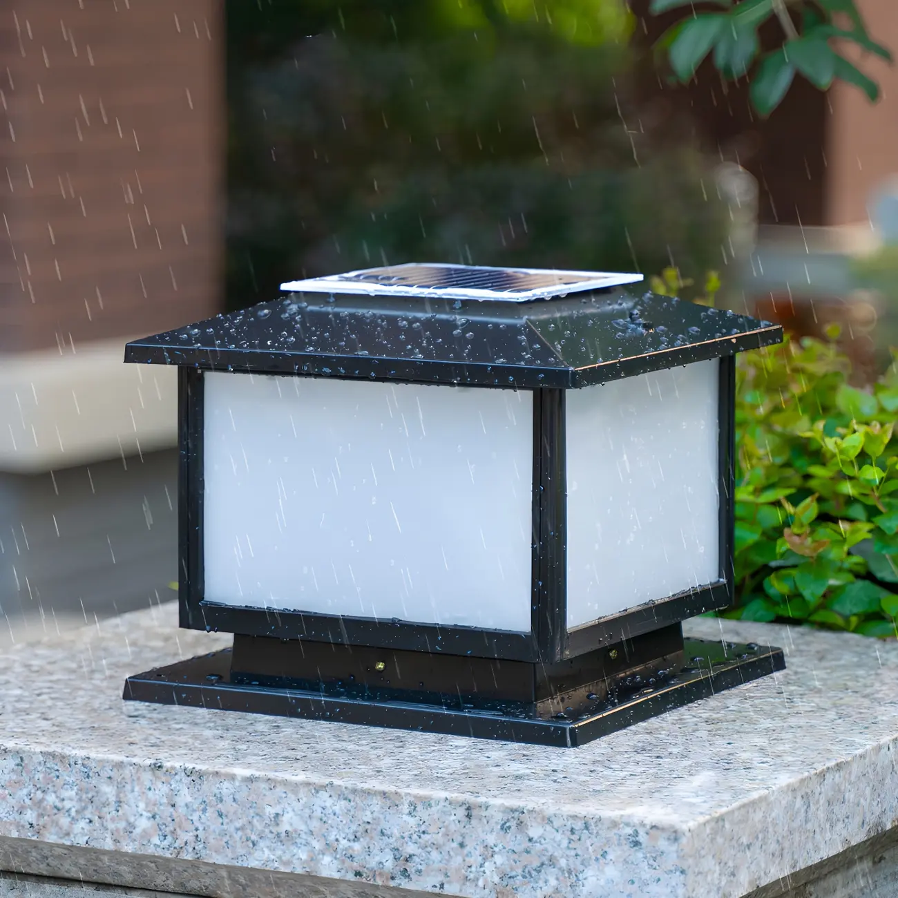 Modern Cube Solar Outdoor Post Light in Black/Bronze Image - 7 | homeyfad