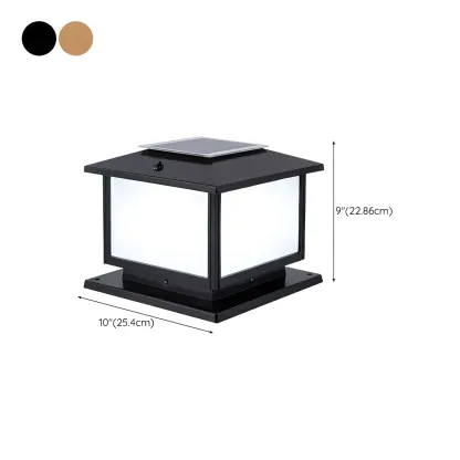 Modern Cube Solar Outdoor Post Light in Black/Bronze Image - 14