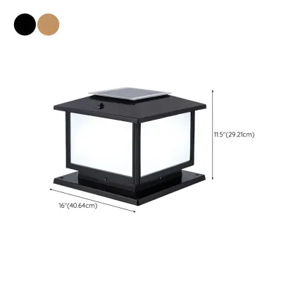 Modern Cube Solar Outdoor Post Light in Black/Bronze Image - 16