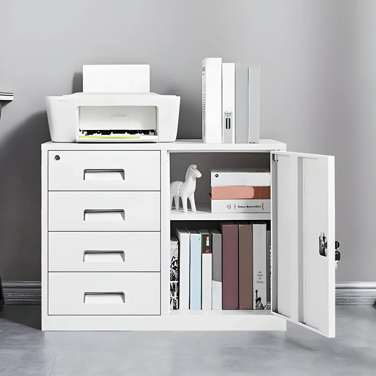 Stylish Metal Lockable Filing Cabinets with Drawer for Home Office Image - 6