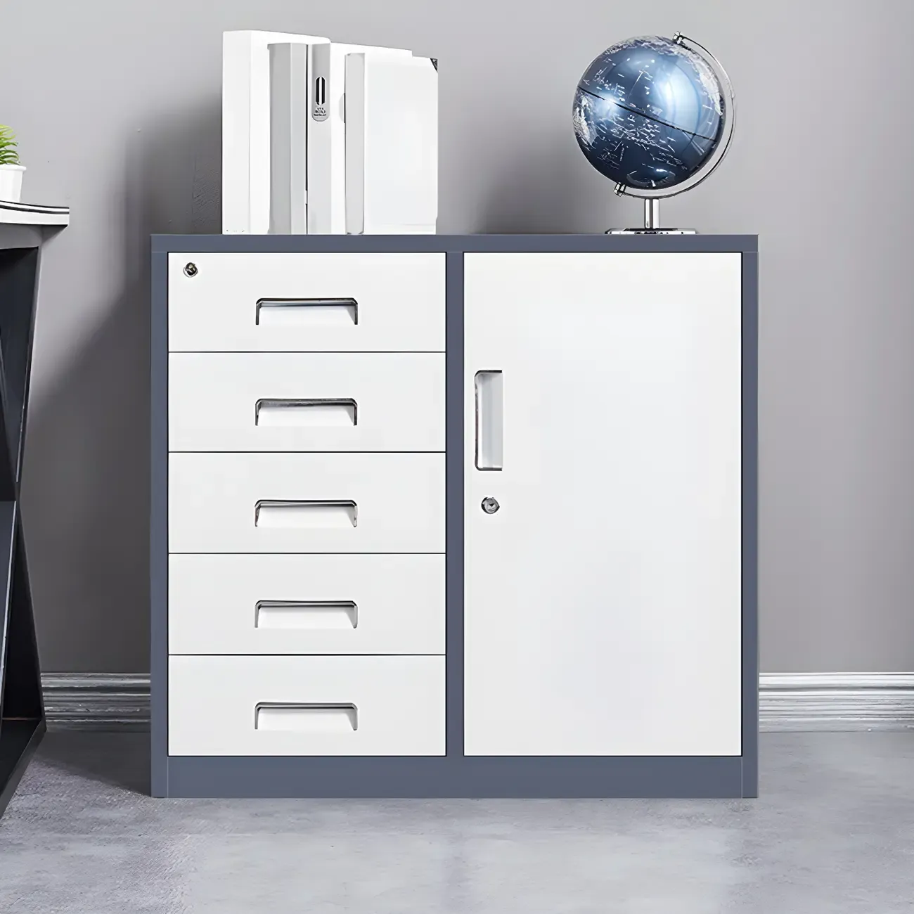 Stylish Metal Lockable Filing Cabinets with Drawer for Home Office Image - 7