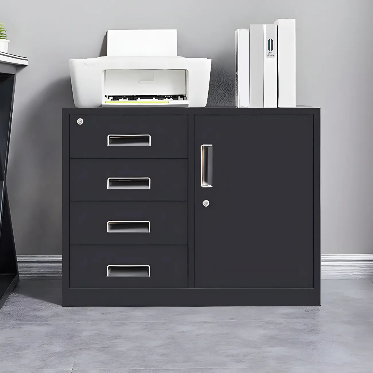 Stylish Metal Lockable Filing Cabinets with Drawer for Home Office Image - 8