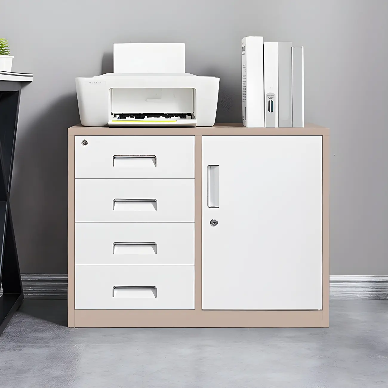 Stylish Metal Lockable Filing Cabinets with Drawer for Home Office Image - 2 | homeyfad