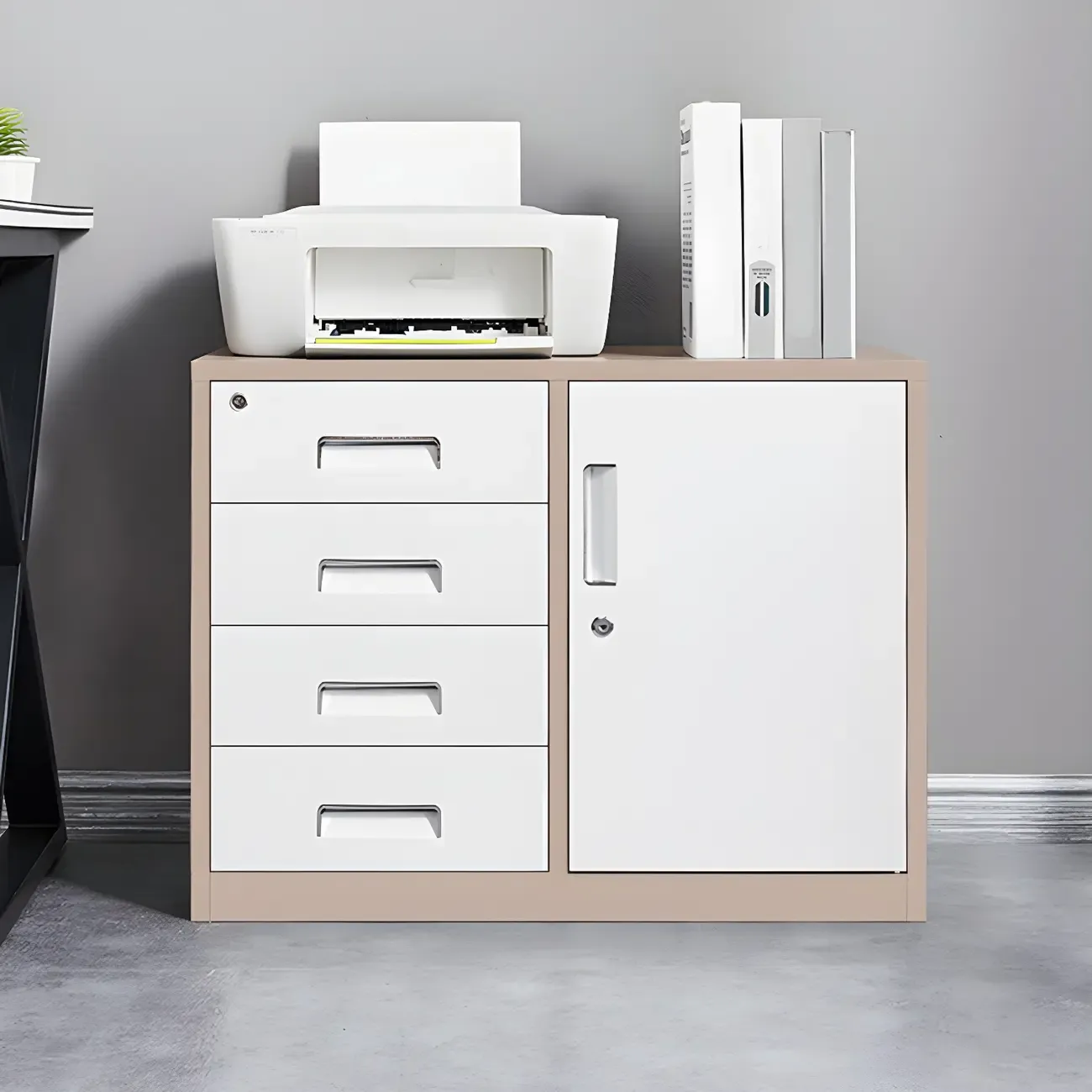 Stylish Metal Lockable Filing Cabinets with Drawer for Home Office Image - 2