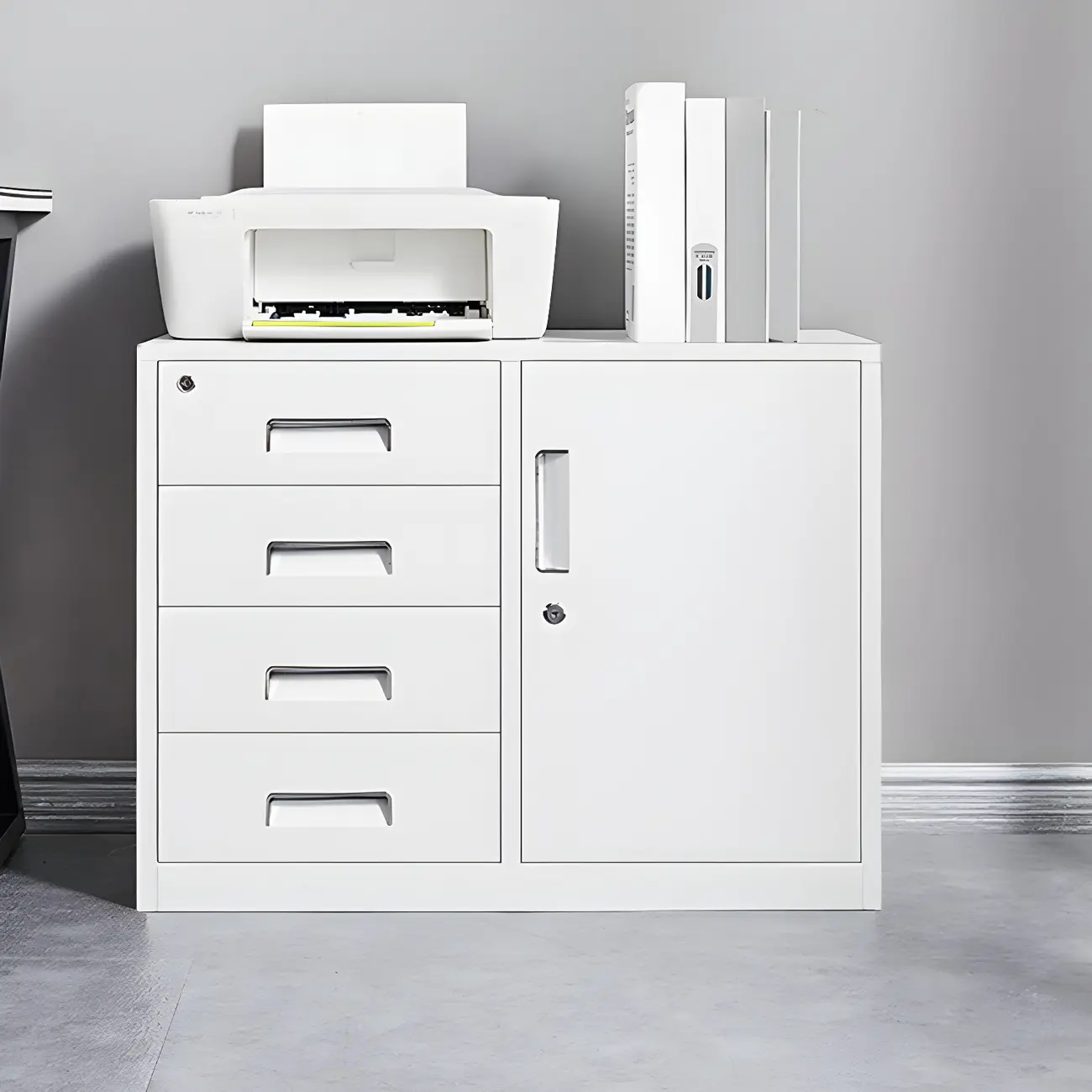 Stylish Metal Lockable Filing Cabinets with Drawer for Home Office Image - 9 | homeyfad