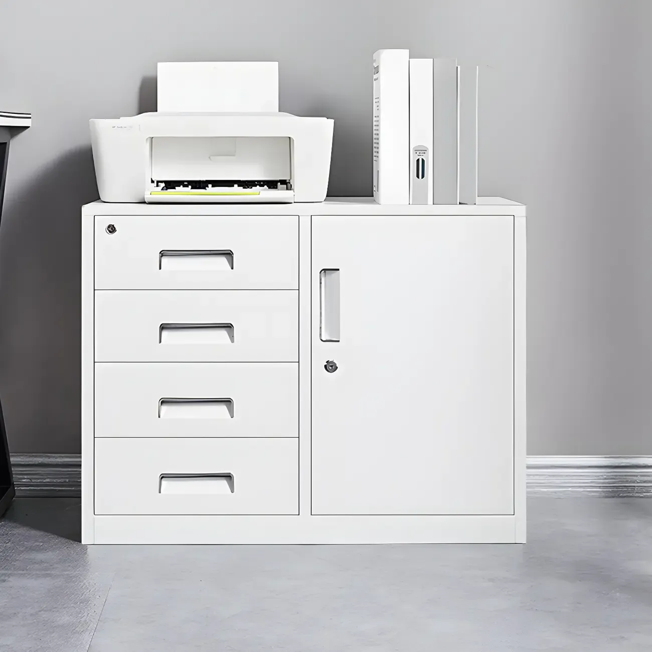 Stylish Metal Lockable Filing Cabinets with Drawer for Home Office Image - 9