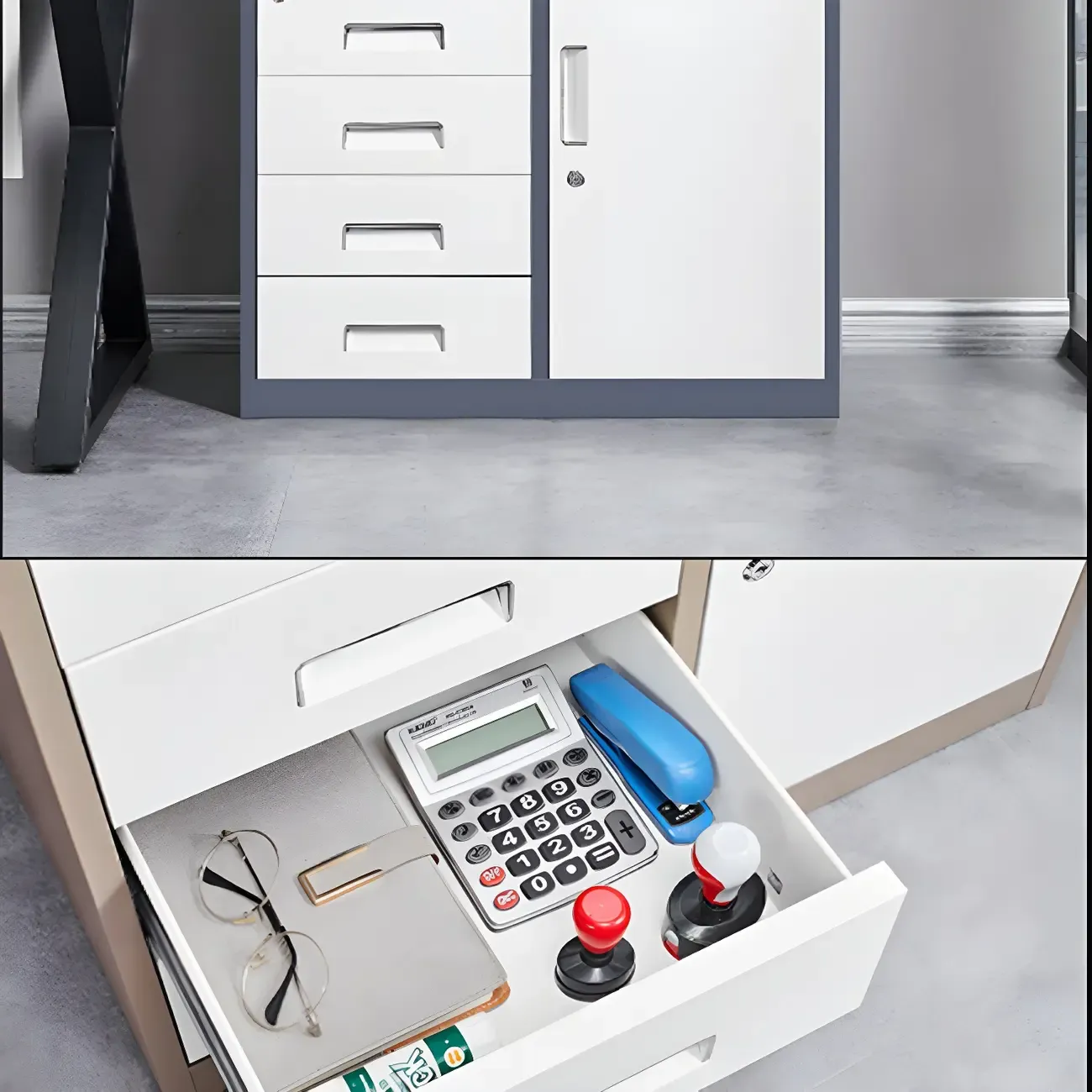 Stylish Metal Lockable Filing Cabinets with Drawer for Home Office Image - 13