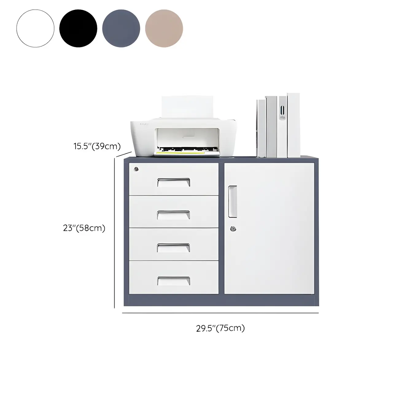 Stylish Metal Lockable Filing Cabinets with Drawer for Home Office #size