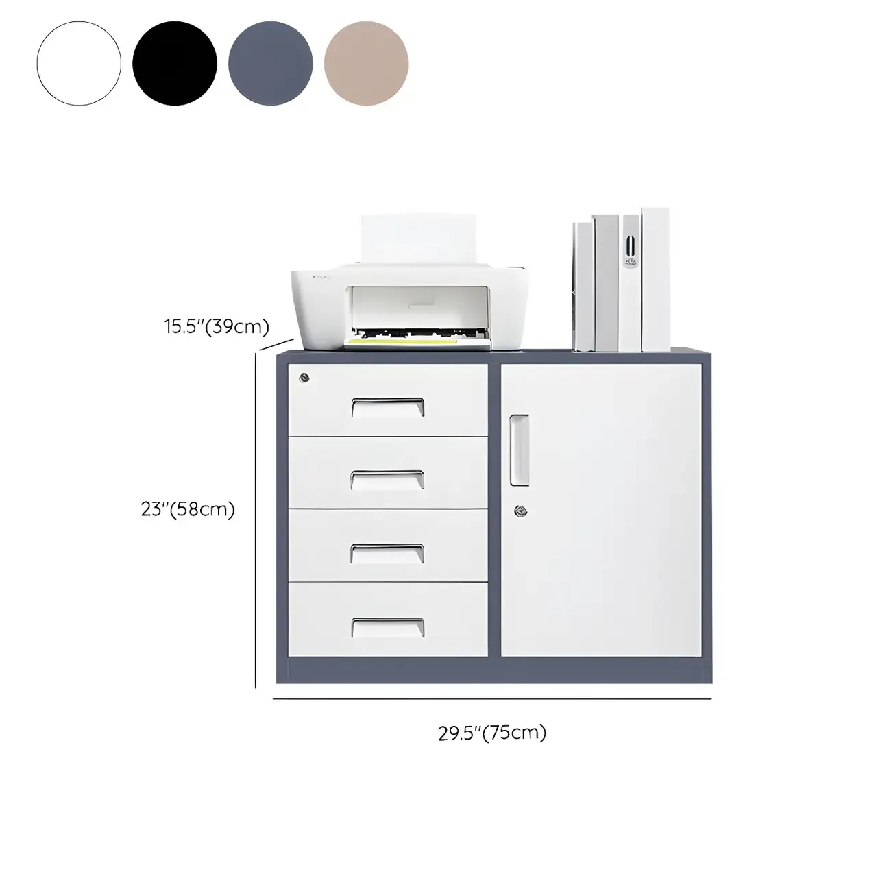 Stylish Metal Lockable Filing Cabinets with Drawer for Home Office #size