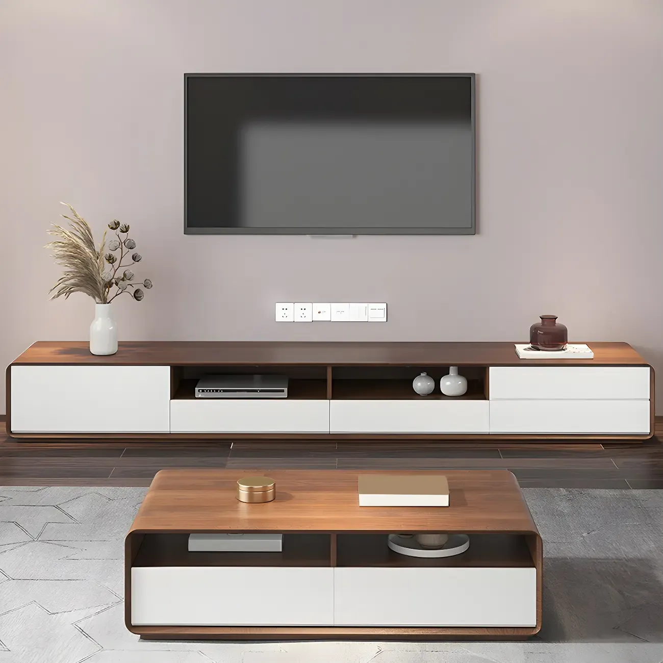 Glam Wooden Mueble Para TV Stand with Drawer for Living Room Image - 2