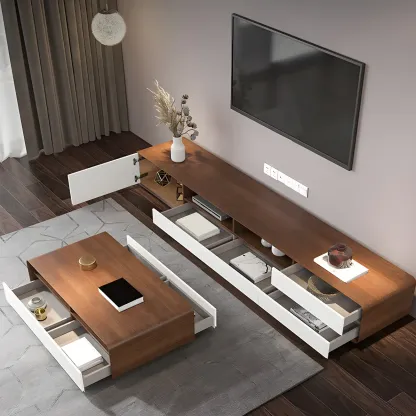 Glam Wooden Mueble Para TV Stand with Drawer for Living Room Image - 7