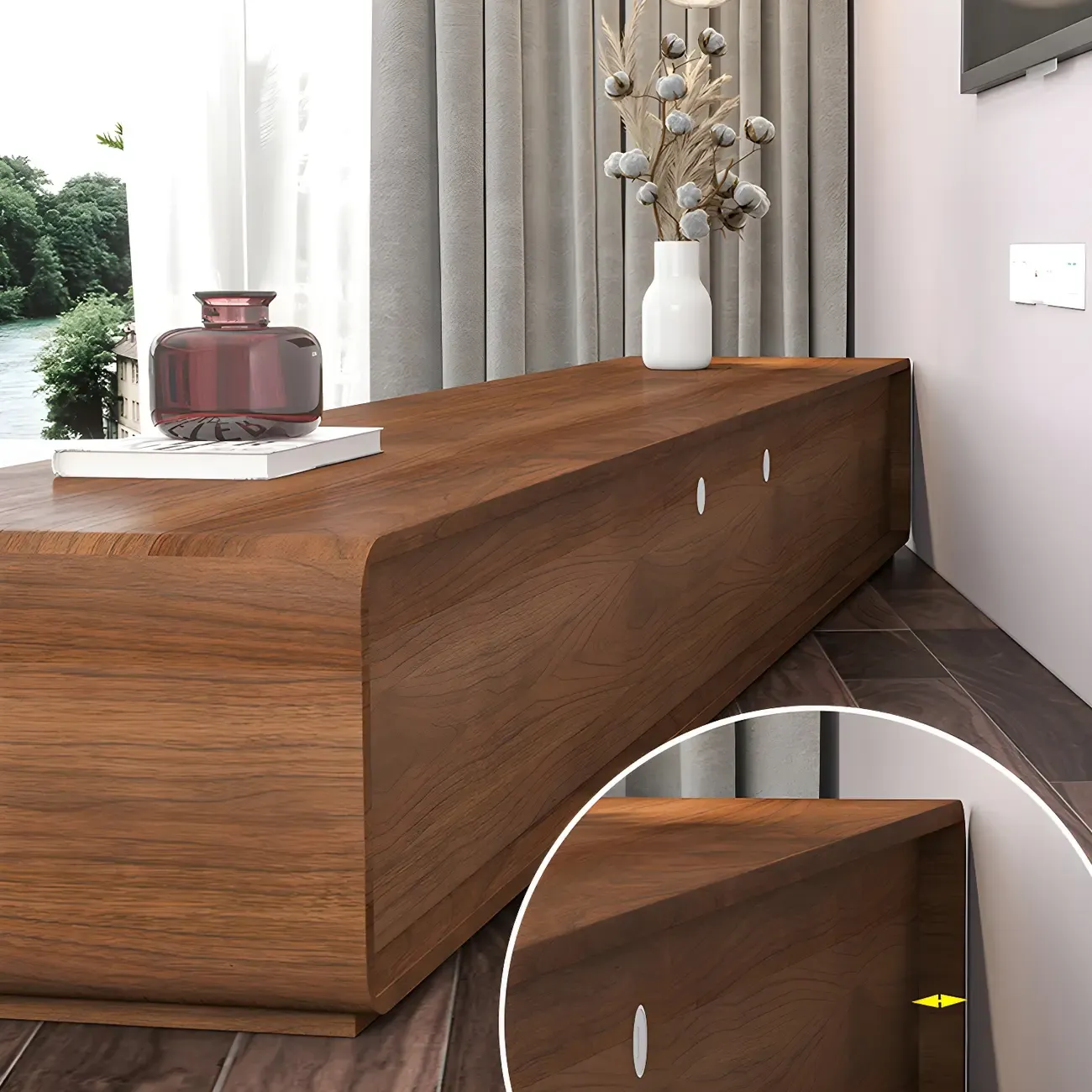 Glam Wooden Mueble Para TV Stand with Drawer for Living Room Image - 11