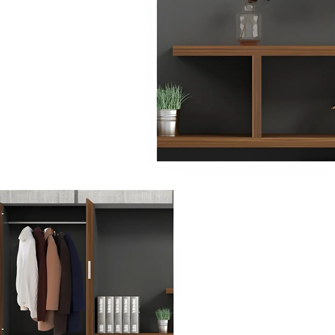 Contemporary Wooden Vertical Filing Cabinet with Open Shelves Image - 13