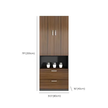 Contemporary Wooden Vertical Filing Cabinet with Open Shelves #size