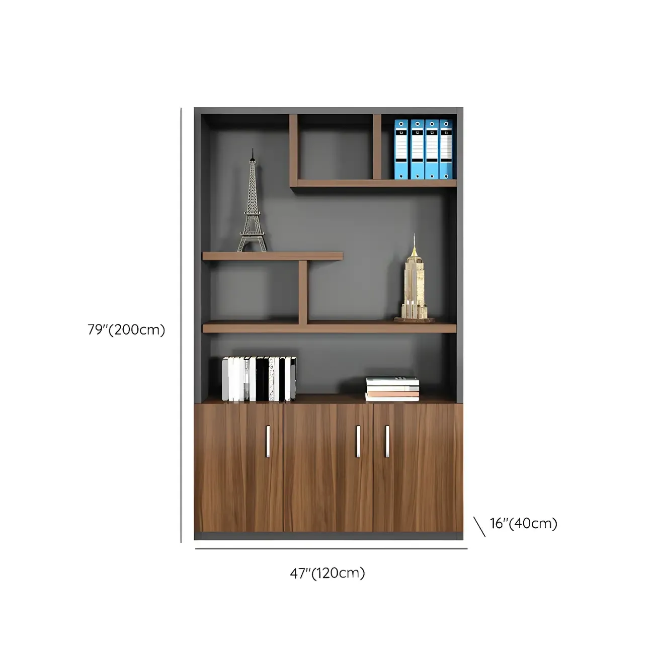 Contemporary Wooden Vertical Filing Cabinet with Open Shelves Image - 18