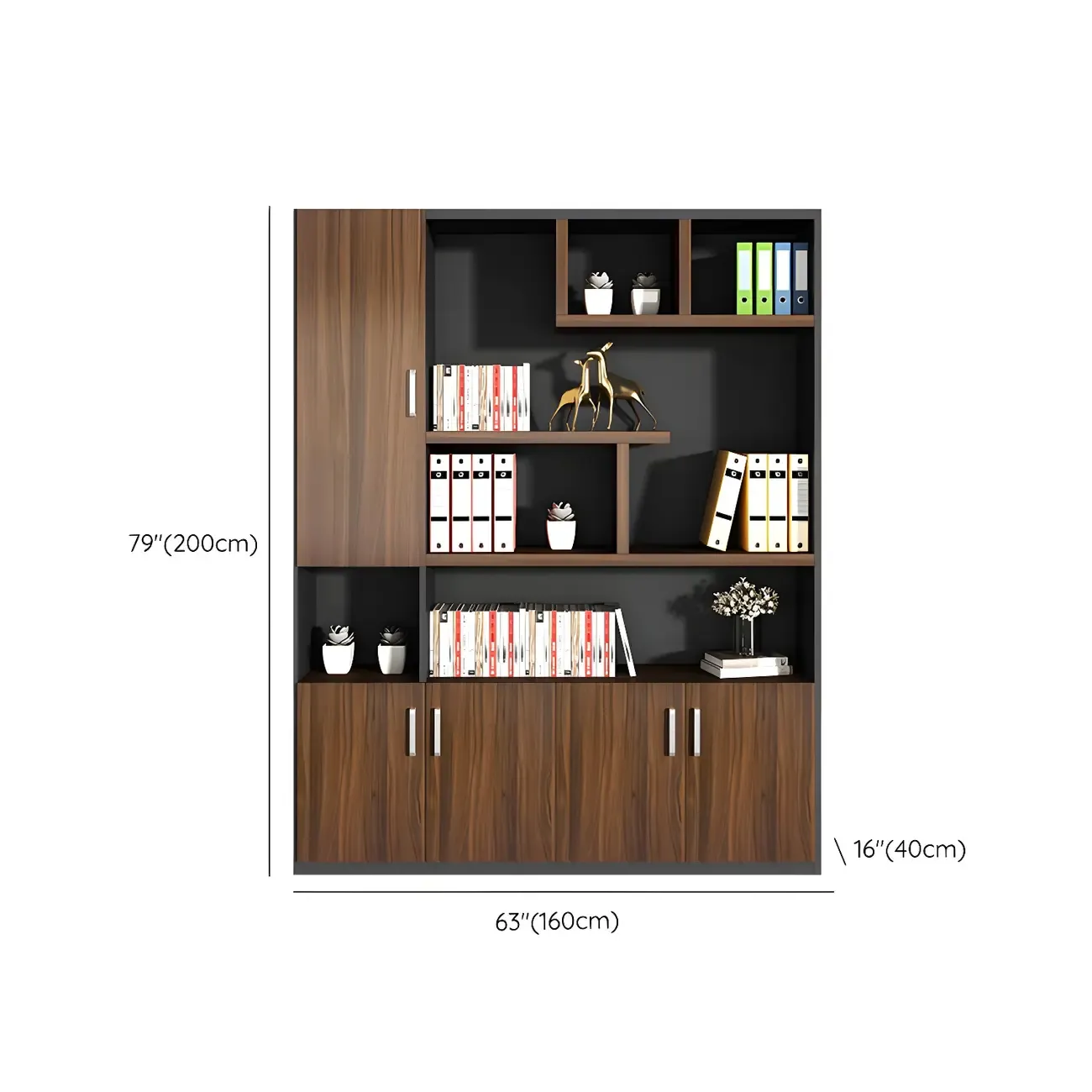 Contemporary Wooden Vertical Filing Cabinet with Open Shelves Image - 19