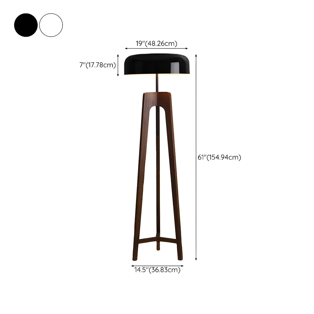 Modern Dome Wooden Tripod Floor Lamp Plug-In for Living Room #size