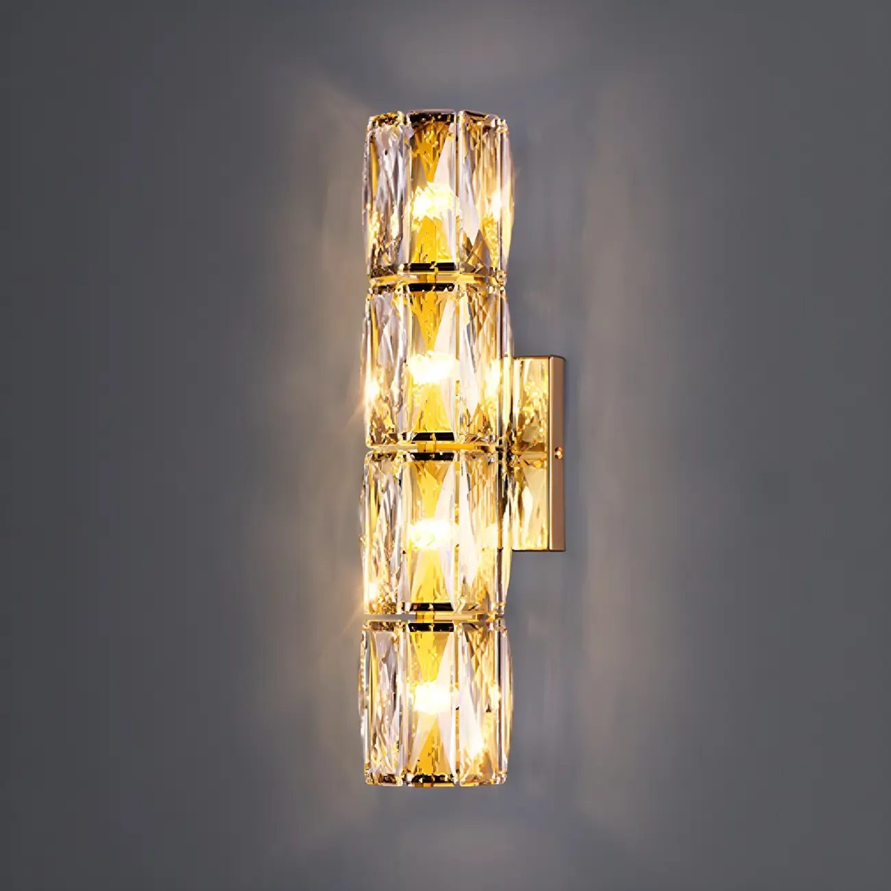 Luxury Geometric Crystal Gold Vanity Light Image - 7