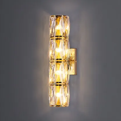 Luxury Geometric Crystal Gold Vanity Light Image - 7